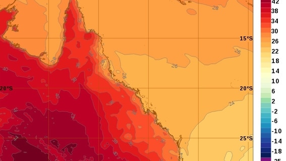 South West Queensland was in the grips of a heatwave. Photo: Bureau of Meteorology.