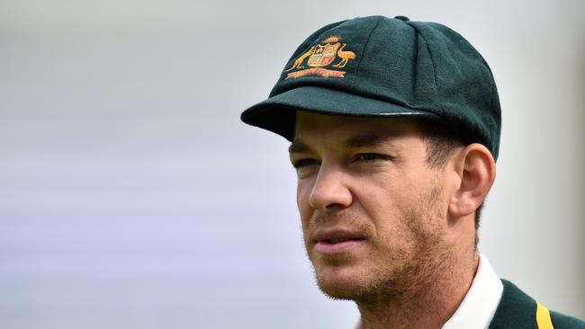 Australia's captain Tim Paine reacts ahead of play on the first day of the fifth Ashes cricket Test match between England and Australia at The Oval in London on September 12, 2019. (Photo by Glyn KIRK / AFP) / RESTRICTED TO EDITORIAL USE. NO ASSOCIATION WITH DIRECT COMPETITOR OF SPONSOR, PARTNER, OR SUPPLIER OF THE ECB