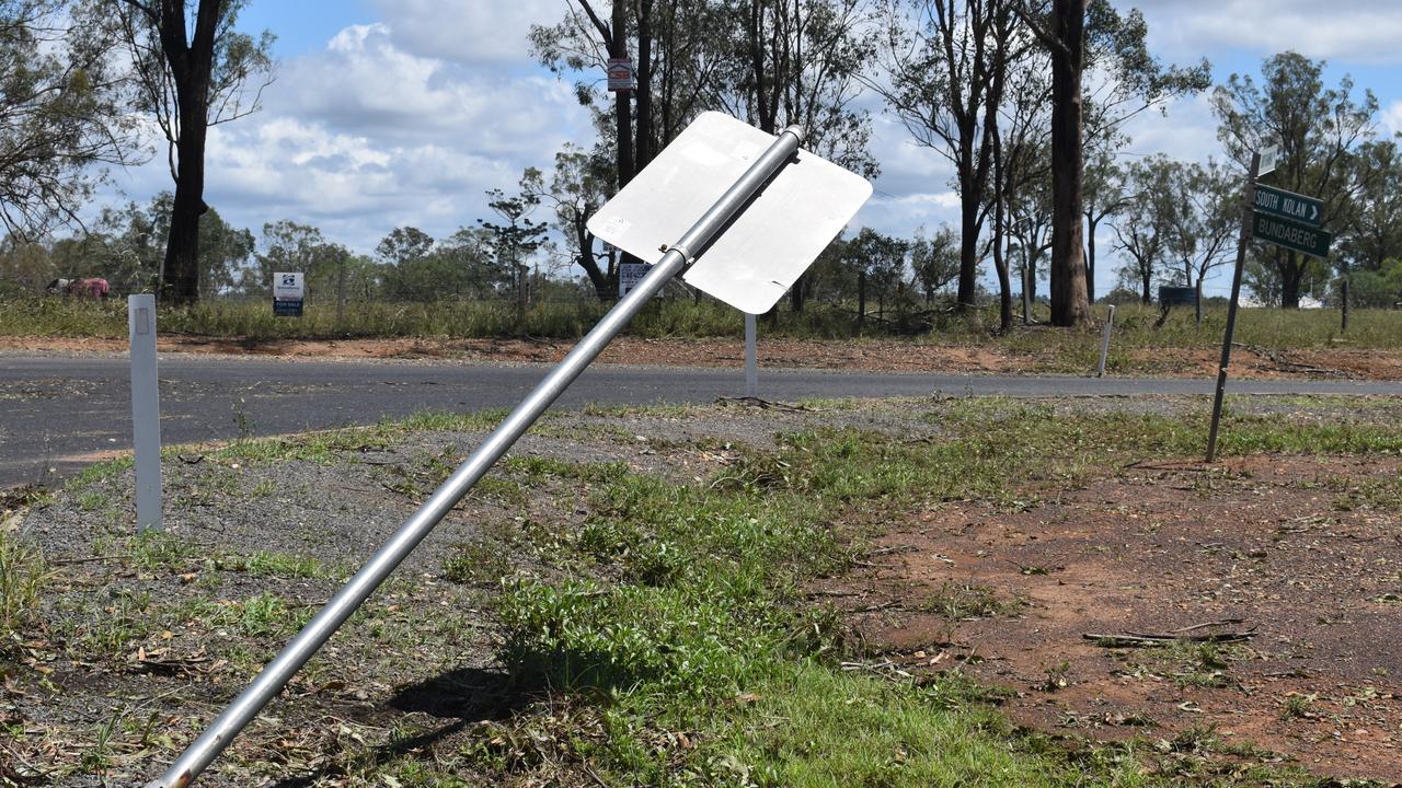 In most areas of Bucca, trees were either ripped from the ground or torn apart while signs and power poles were left tilted.