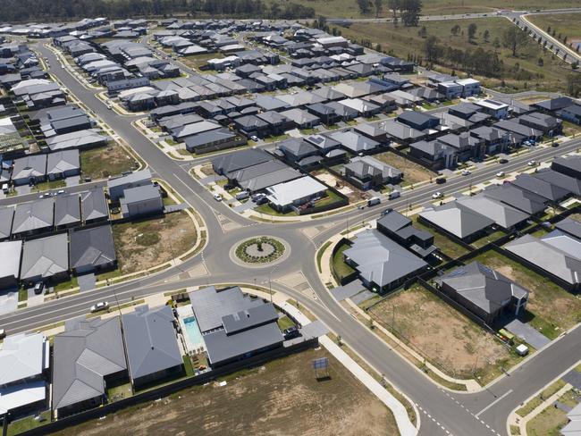 SYDNEY, AUSTRALIA - OCTOBER 23: A general view of construction in the new estate of Gregory Hills on October 23, 2019 in Sydney, Australia. The local Government area of Camden is one of the fastest growing areas in Australia, with a boom in residential and commercial development. Housing prices are also expected to rise with the announcement of two new Metro West stations to be built in the Western Sydney area. (Photo by Brook Mitchell/Getty Images)