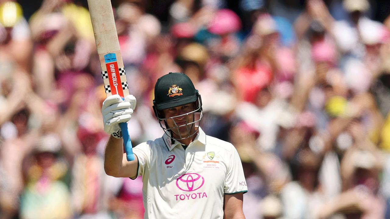 Beau Webster raises his bat after scoring a half century during day two of the Fifth Men's Test between Australia and India at Sydney Cricket Ground. (Picture: Cameron Spencer/Getty Images)