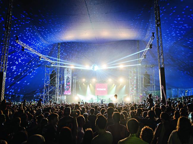 Crowd inside tent at Falls Festival in 2016. Picture: IAN LAIDLAW