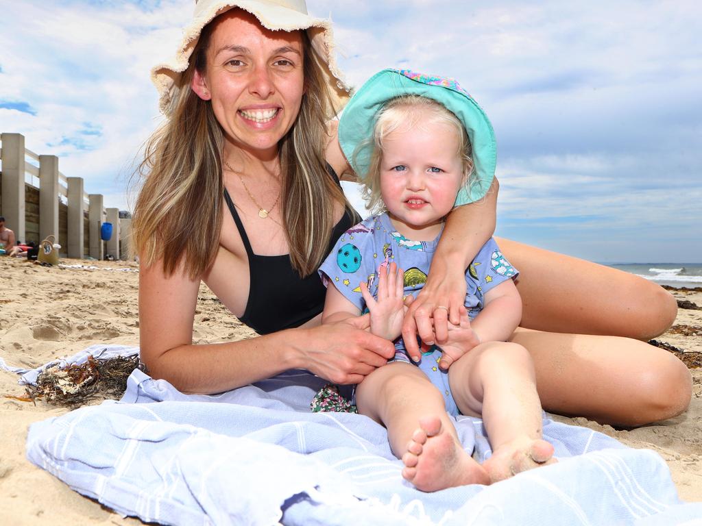 Beach Pics at Ocean Grove Lauren Humberstone with daughter Lily 1yr (Ocean Grove) Picture: Glenn Ferguson