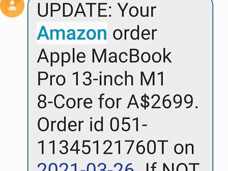 Amazon scam text message Picture: supplied