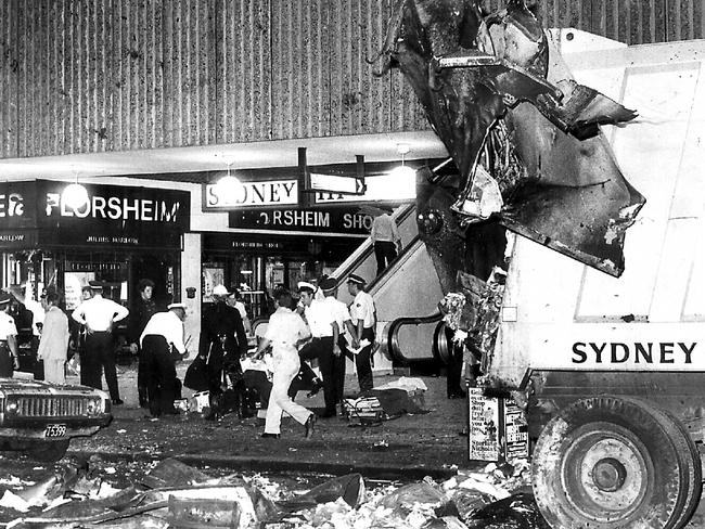 There was carnage outside the Hilton when a bomb planted in a bin exploded as it was loaded into a garbage truck.