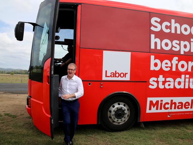 DAILY TELEGRAPH. NSW Labor Party Campaign Bus. NSW Leader of the opposition Michael Daley visits Kyogle in northern NSW. Pic Nathan Edwards