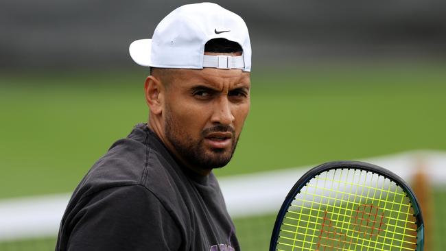 Nick Kyrgios during a practice session ahead of Wimbledon in 2023 Picture: Patrick Smith/Getty Images