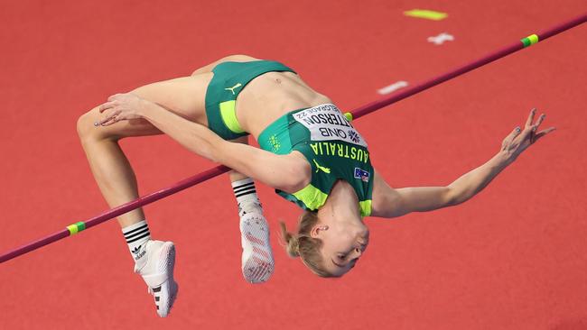 Patterson during the women's high jump final. Picture: Getty Images