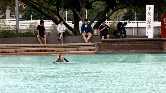 This man had a South Bank lagoon all to himself. Picture: David Clark