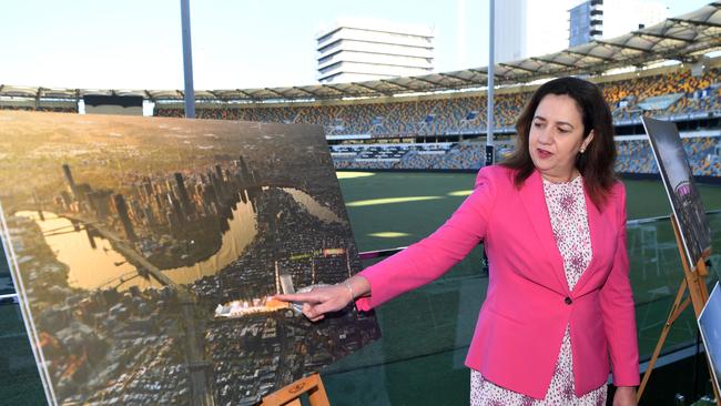 Then Queensland premier Annastacia Palaszczuk details the Gabba rebuild in 2021. Picture: NCA NewsWire / Dan Peled