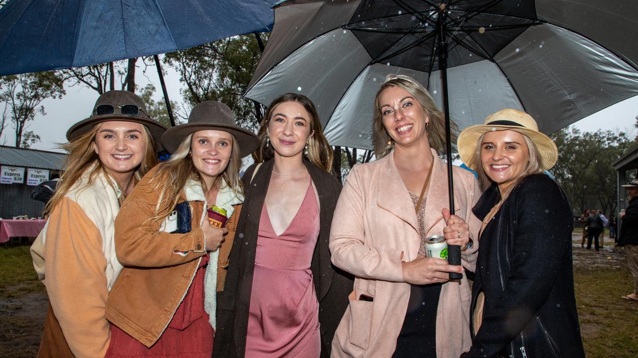 Darcy, Tayla, Tiarni, Chantel and Maddy at the 2022 Burrandowan Picnic Races. Picture: Dominic Elsome