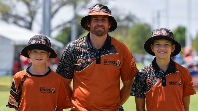 Lawson Fletcher, Chris McEvoy Coach and Lara Cooper at the 2023 National Combined Touch Championships in Darwin.Picture: Pema Tamang Pakhrin