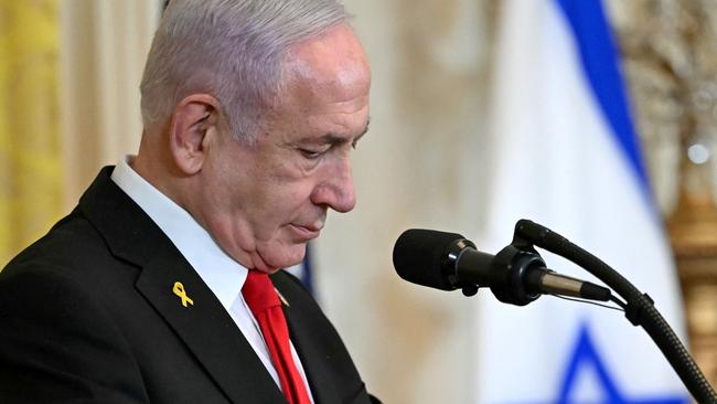 Benjamin Netanyahu appeared surprised when Donald Trump announced the US would ‘take over’ the Gaza Strip. Picture: AFP.