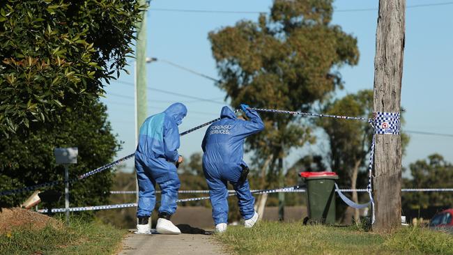 Forensic services at the scene of the stabbing.