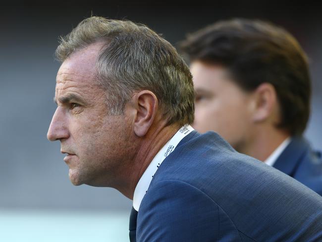 MELBOURNE, AUSTRALIA - MARCH 06: Victory coach, Grant Brebner looks on prior to the A-League match between the Melbourne Victory and Melbourne City FC at Marvel Stadium, on March 06, 2021, in Melbourne, Australia. (Photo by Robert Cianflone/Getty Images)