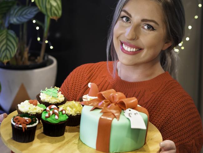 New business launches with festive cupcakes and personalised present cake