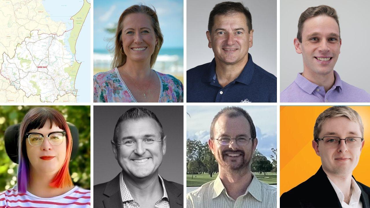 The seven candidates to so far nominate for the seat of Wide Bay in the May 3 election.