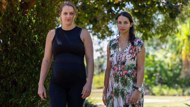 Expectant mums Brooke Illingworth (left) and Danielle Mulhall are two of the mothers impacted by the closing of Darwin's private maternity services. Picture: Pema Tamang Pakhrin