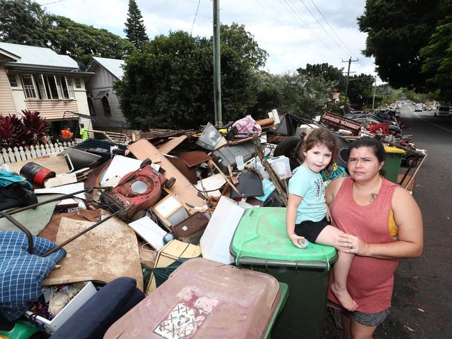 Sammara Gerrey with her daughter Amelia, 4, on Diadem St in Lismore. Picture: Jason O'Brien