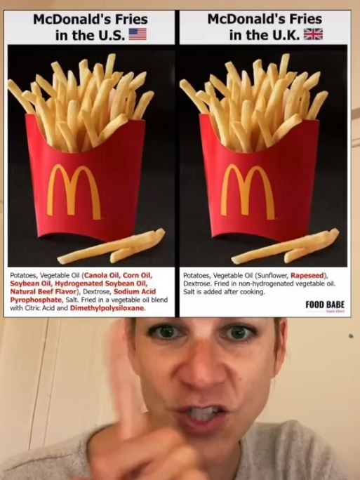 Ms Matson highlighted problematic ingredients in US Maccas fries. Picture: TikTok/ajmagnifica