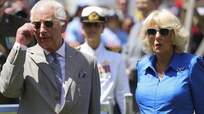 SYDNEY, AUSTRALIA - OCTOBER 22: King Charles III and Queen Camilla watch sheep dog trials at Parramatta Park on October 22, 2024 in Sydney, Australia. The King's visit to Australia is his first as monarch, and the Commonwealth Heads of Government Meeting (CHOGM) in Samoa will be his first as head of the Commonwealth. (Photo by Toby Melville-Pool/Getty Images)