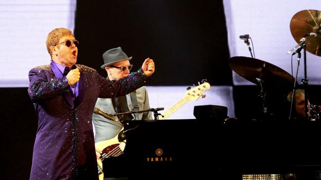 Sir Elton John performs at Yarkon park in the Israeli coastal city of Tel Aviv.