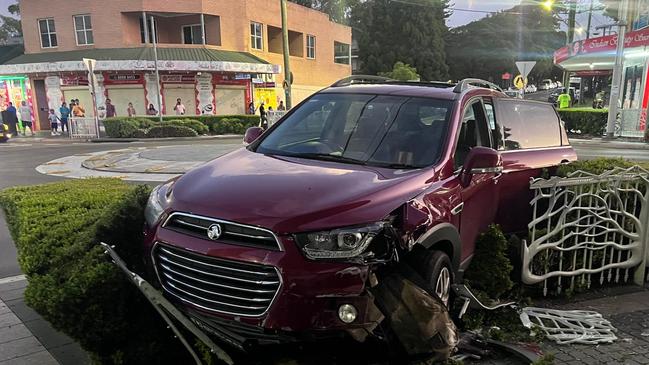 An SUV crashed into a barrier at the intersection of Wigram and Marion streets at Harris Park on February 12, 2025, at 7.45pm.