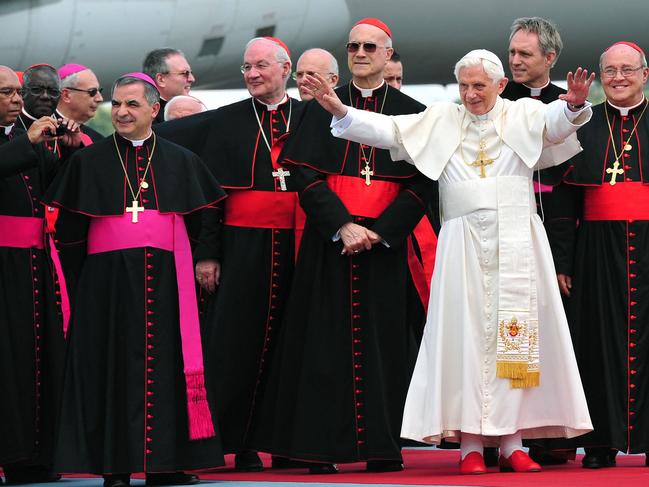 Pope Benedict XVI pictured at the Jose Marta­ international airport in Havana, Cuba in 2012. Picture: Alberto PizzoliI/ AFP.