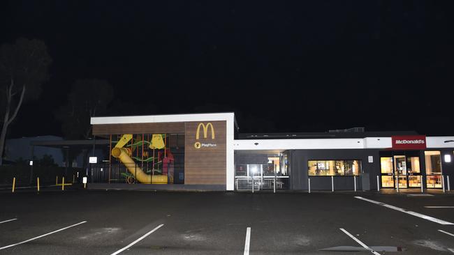 The car park at the Warriewood McDonald’s were a police officer was allegedly assaulted by four teenagers. Picture: Gordon McComiskie