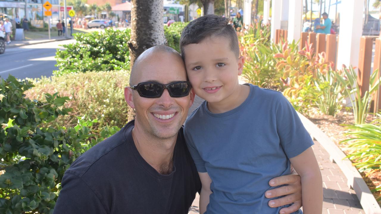 Jason Cummins with Ethan, 7, from Yeppoon.