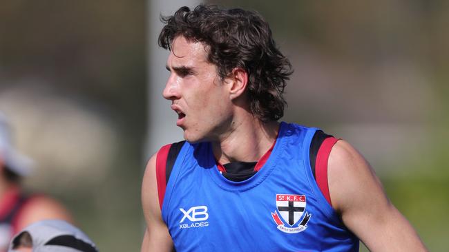 Top draftee Max King impressed at St Kilda training on Thursday — his first full session. Picture: Alex Coppel.