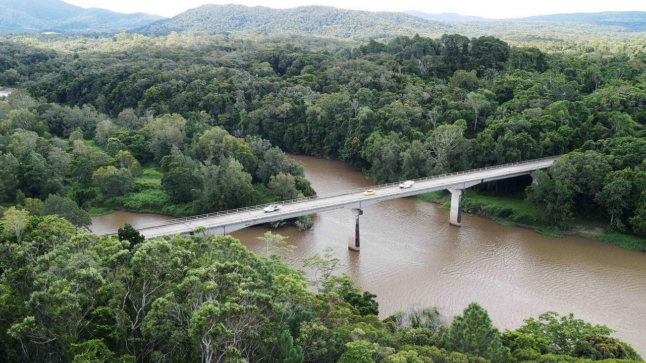 The Kennedy Highway bridge over the Barron River, near the town of Kuranda. The bridge has been assessed by engineers to carry a maximum load of 50 tonnes, and has been limited to a single lane of traffic. Picture: Brendan Radke