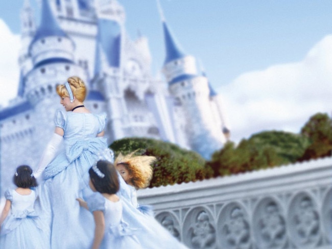 Cinderella with her princess helpers at Disneyland, Los Angeles. Picture: AAP