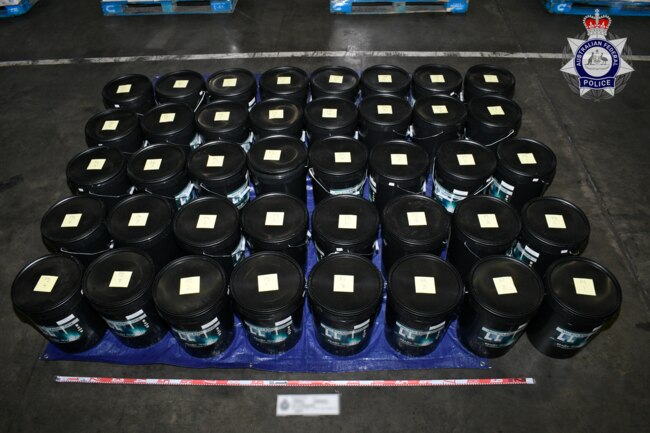 Seizures made by AFP in Operation Woodgate, the largest ketamine haul Australia has ever seen. Picture: AFP