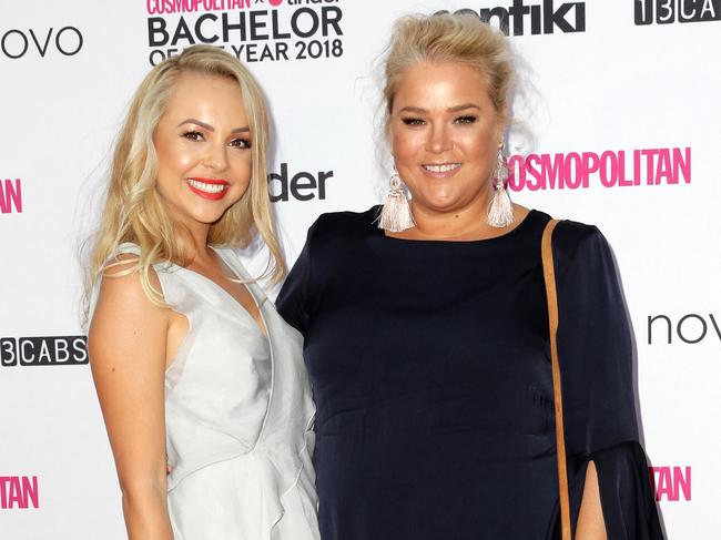 Gogglebox stars Angie Kent and Yvie Jones at the Cosmopolitan Bachelor Of The Year Official Party held at the Coogee Pavilion in Coogee. Picture: Christian Gilles