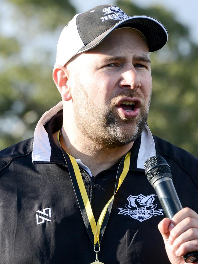 Hahndorf coach Matt Golding. Picture: AAP/Brenton Edwards