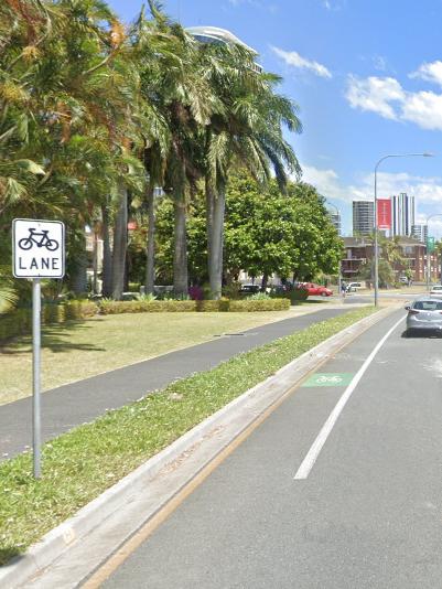 A bike lane in Surfers Paradise.