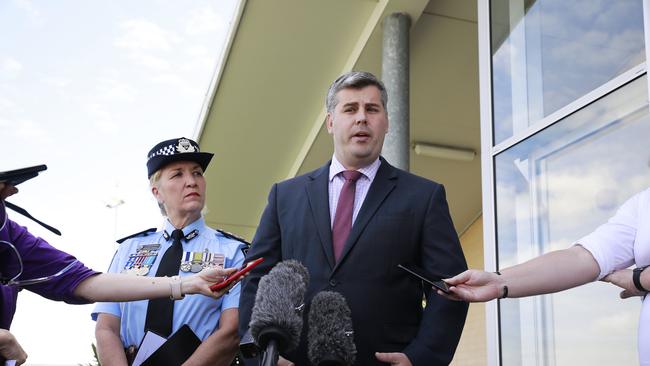 Police Commissioner Katarina Carroll and Minister for Police Mark Ryan. (AAP Image/Claudia Baxter)