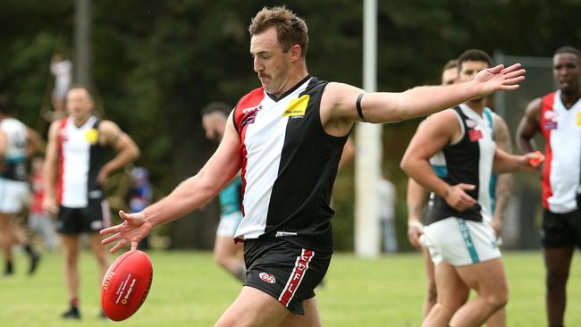 Lynden Dunn took the field for West Coburg for the first time. Picture: Hamish Blair