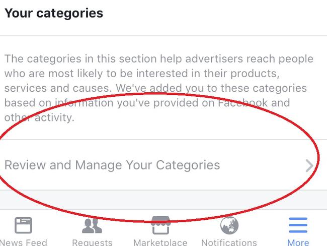 5. Under ‘Your Information’, click ‘Revie and Manage Your Categories’