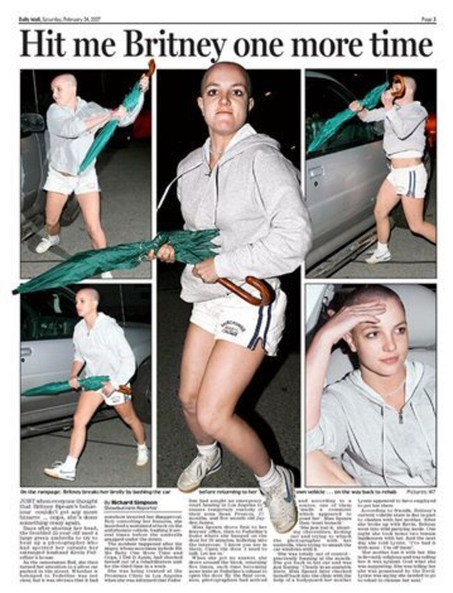 Images in The Daily Mail showed Spears yelling abuse and attacking a photographer’s vehicle with an umbrella.