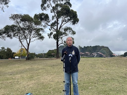 Gisborne RSL President Darren Grevis-James speaks after a fire at the Gisborne Golf Club on Daly St about 2.45am. Picture: Nilsson Jones