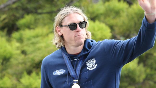 Mark Blicavs. Geelong Cats premiership parade. Picture: Alan Barber