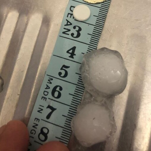 Large hail that fell at Dalby. Picture: Tim Wonhung