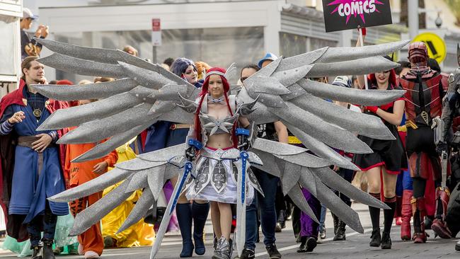 Mia Kolich dressed as Ezra Scarlet from a show called Heaven's Wheel in the Supanova Parade. Picture: Jerad Williams