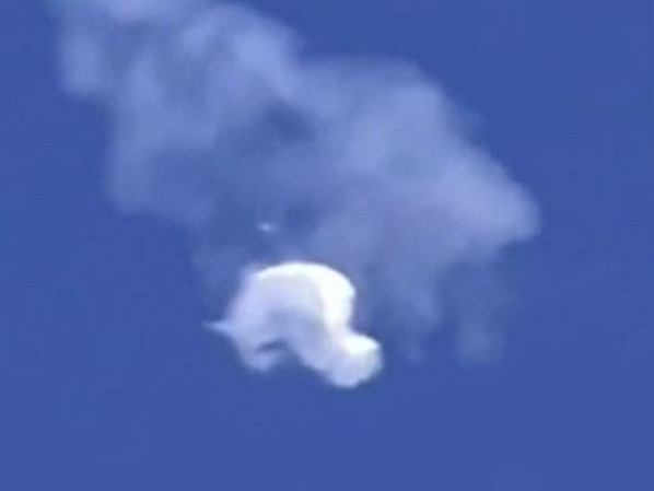 The moment a US fighter jet shoots down suspected Chinese spy balloon in 2023. Picture: Angela Mosley