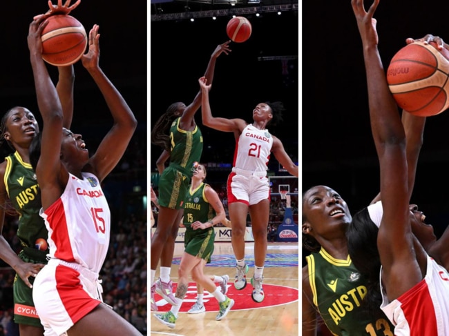 Ezi Magbegor is having a big game for the Opals at both ends of the floor.