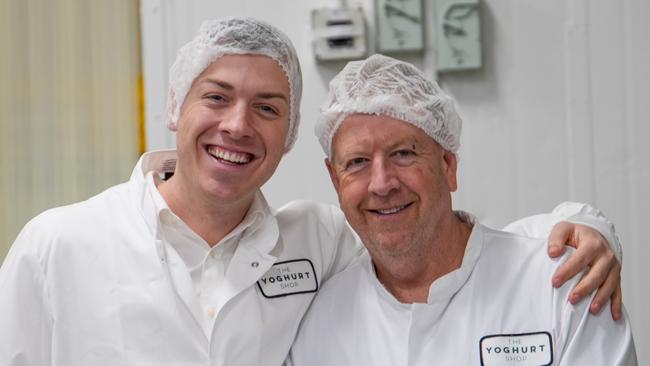 The Yoghurt Shop chief operating officer Brandon Reynolds, left, with chief executive Simon Reynolds. Picture: Supplied by The Yoghurt Shop