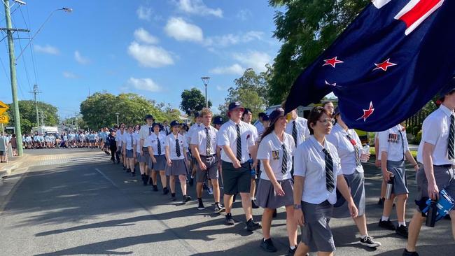 Maryborough State High School students at the march through the main street.