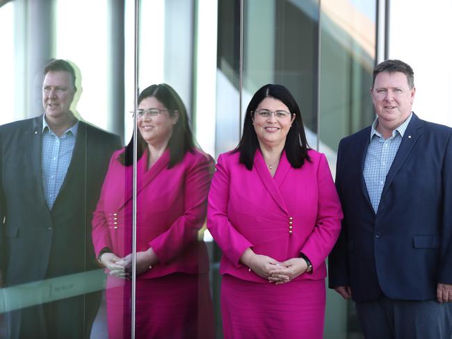 Education Minister Grace Grace with Surf Life Saving Queensland chief John Brennan